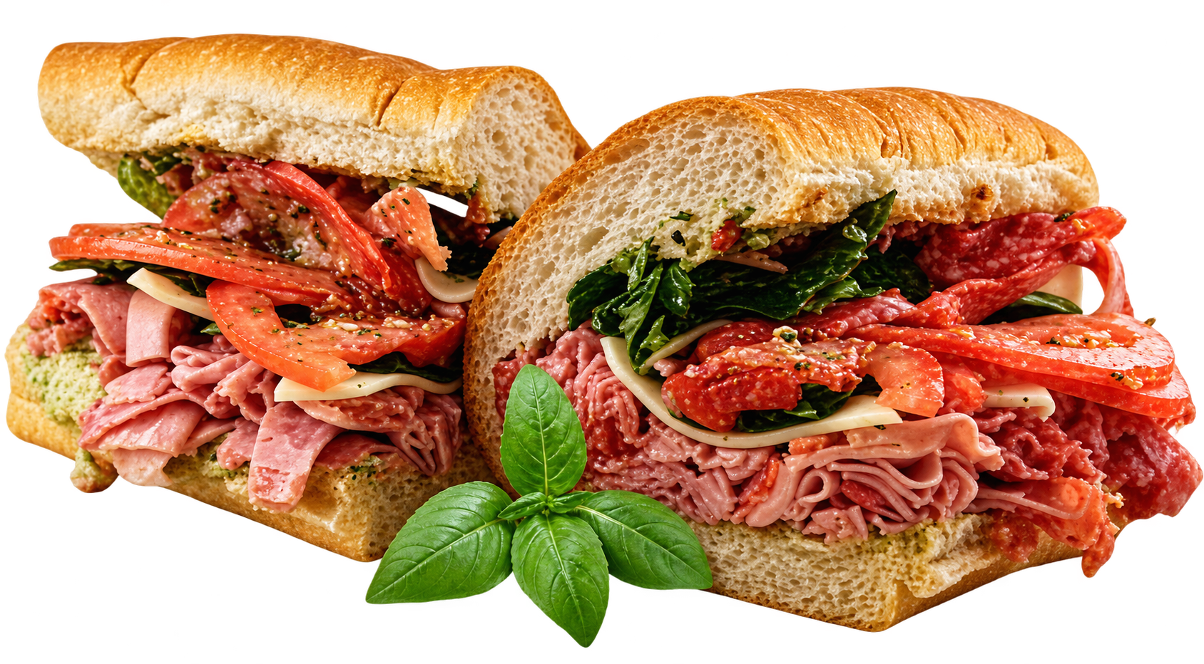 Rustic Italian Deli Sandwich Halves